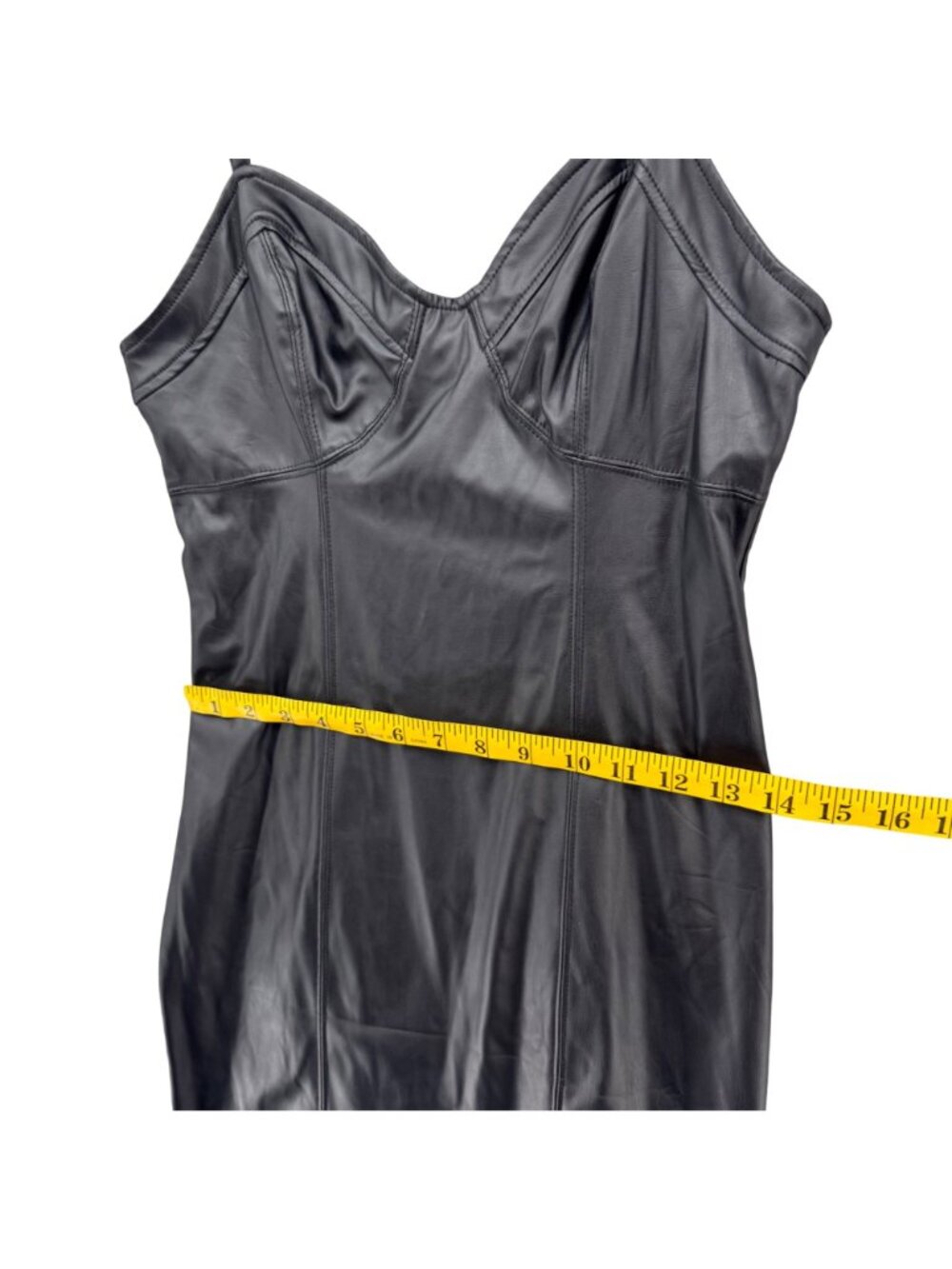 Free People Say No More Bodycon Dress Black Faux Leather Sleeveless Mini Size S - Picture 13 of 15